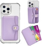 M-Plateau Card Holder, Phone Wallet Stick on with Slim 3M Sticker Match iPhone 14 Pro Case and Most Smartphones (Lavender)