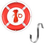 Life Ring,23" Boat Safety Throw Rings with Water Floating Lifesaving Rope, Life Ring Buoy with Rope and Reflective Tape, Orange Life Ring for Boats, Include Boat Life Ring Bracket