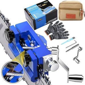 YAKECAN Chainsaw Sharpener,Upgraded Chainsaw Sharpening Jig with Tungsten Carbide Cutter Suitable for Most 8-22 inch Chain Saws, Hand-Cranked Sharpening Tool Kit with Portable Bag,Gloves etc.