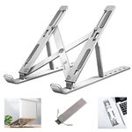 WISTAR Height Adjustable Ventilated Aluminium Tabletop Laptop Stand with 6 Angles Multi-Angle Compatible for HP, Lenovo, Dell & Other 10-15.6'' Laptops, Notebooks