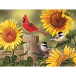 Bits and Pieces - 200 Piece Big Piece Jigsaw Puzzle for Seniors - 15" x 19" (38 cm x 48 cm)- Sunflower & Songbirds - Large Lettered Pieces Mental & Physical Dexterity Jigsaw by William Vanderdasson