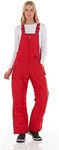 Arctic Quest Womens Insulated Water Resistant Ski Snow Bib Pants, Bold Red, Medium