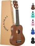 POMAIKAI Soprano Wood Ukulele Rainbow Starter Uke Hawaii Guitar 21 Inch Ukelele for Beginners and Students (Brown)