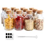 Yishik 150ml Clear Glass Jars with Cork Lids,12 Pack Spice Jars 5oz Kitchen Storage Glass Bottles Cork Jars for Candy,Herbs,Tea Leaves,Seasoning