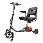 SuperHandy 3 Wheel Folding Mobility Scooter (Upgraded Design) - Electric Powered, Airline Friendly - Long Range Travel w/ 2 Detachable 48V Lithium-ion Batteries and Charger