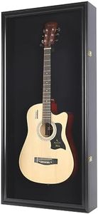 DisplayGifts 42" Acoustic Guitar Frame Display Case Shadow Box Lockable Wall Mountable Cabinet Black Felt Black Finish