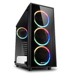 Sharkoon TG4-RGB Mid Tower PC Computer Case I Support Mini-ITX, Micro-ATX, ATX Motherboard I Side Panel Tempered Glass with 4 x 120 mm RGB LED Fan (pre-Installed) - Black