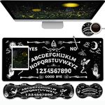 Gaming Mouse Pad & Keyboard Wrist Rest,Large Extended Mouse Pad 31.5X 11.8,Ergonomic Memory Foam Wrist Rest Support+Desk Mat Protector,for Office/Home Writing Pad,Ouija Board Pattern Black Mousepad