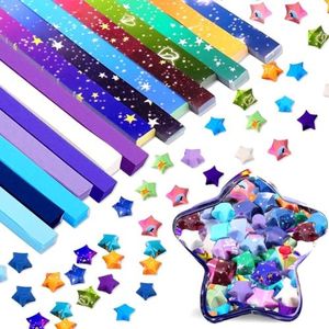 Vodolo Star Origami Paper, 940 Sheets Solid Color Gradient Color Paper Strips DIY Hand Art Crafts