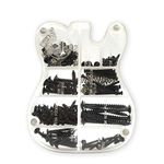 MAKA Guitar Screw Kit Assortment with Custom Acrylic Storage Box for Electric Guitar Bridge, Pickup, Pickguard, Tuner, Switch, Neck Plate, with Springs, Black