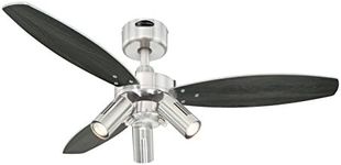 Westinghouse Lighting 72290 Jet Plus Three-Light 105 cm Three-Blade Indoor Ceiling Fan, Brushed Nickel Finish with Spot Lights