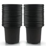 KINGLAKE 100Pcs Plastic Plant Pots 10cm Black Seed Seedling Pots Flower Nursery Pots for Vegetables,Flowers,Herbs,Cuttings, Succulent