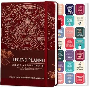 Legend Planner - Meilleur agenda hebdomadaire et calendrier mensuel pour augmenter la productivité, atteindre les objectifs et gérer le temps-maître - A5, non daté - Vin Rouge, Feuille d'or