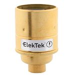 ElekTek ES E27 Lamp Bulb Holder Plain Skirt 1/2 Inch Entry Brass Ideal for Vintage Filament Bulbs