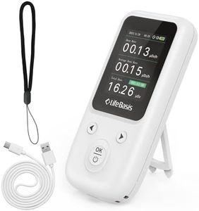 LifeBasis Geiger Counter Nuclear Radiation Detector, Radiation Dosimeter with TFT Display and Smart Alert Rechargeable Beta Gamma X-ray Radiation Monitor (with Lanyard and Bracket) - White