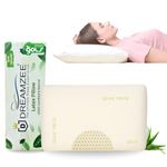 DREAMZEE Certified 100% Natural Latex Pillow with Aloe-Vera Zipper Fabric for Side and Stomach Sleepers | Organic Bed GOLS Pillow Standard Size 23x15 Inches - with Organic Pillow Cover (Pack of 1Pc)