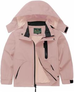 GIISAM Boys Rain Jacket, Girls Raincoat Waterproof Lightweight Windbreaker Coats for Kids (Pink,6-7)