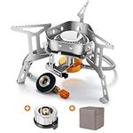 Odoland 3500W Windproof Camping Gas Stove Portable Collapsible Outdoor Camping Stove with Piezo Ignition Backpacking Stove for Outdoor Cooking Hiking Picnic and Camping Grey