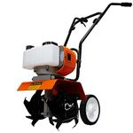 Petrol Cultivator Rotavator Cordless Garden Tiller 52CC 1.65kW 4000RPM 3HP 2 Stroke 1.2L Tank 4 Steel Blades 30cm Working Width 20cm Depth Portable Lawn Soil Digging Weed Removal PPE & Tool Kit Incl.