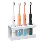 Minicoco Electric Toothbrush Holder Wall Mounted White Toothbrush Holders for Bathroom 4 Slots Electric Toothbrush Stand with Diatomite Dish，Suitable for Placing Electric Toothbrush Holder Charger