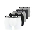 PUMA Men's Boxer Slip, White/Black/Grey, M (Pack of 5)