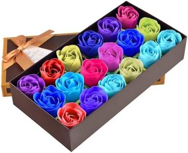 Bath Soap Rose Flower - Rose Petals for Bath, Floral Scented Soap Rose Petals Body Soap in Gift Box for Valentine's Day Anniversary Birthday Mothers Day, Gifts for Her (18 Pcs Colorful)