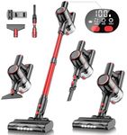 Cordless Vacuum Cleaner, 30Kpa Powerful Suction 8 in 1 Lightweight Stick Vacuum with LED Display, 3 Suction Modes, Anti-Tangle Vacuum Cleaner for Home, Hard Floor, Carpet, Pet Hair, Red