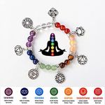 7 Chakra Healing Bracelets with Real Stones Gemstone Healing Chakra Bracelet Yoga Meditation Bracelets for Protection, Energy Healing