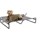 Veehoo Original Cooling Elevated Dog Bed, Outdoor Raised Dog Cots Bed for Large Dogs, Portable Standing Pet Bed with Washable Breathable Mesh, No-Slip Feet for Indoor Outdoor, XX-Large, Black Silver