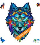 UNIDRAGON Original Wooden Jigsaw Puzzles - Majestic Wolf, 185 pcs, Medium 9.7"x13", Beautiful Gift Package, Unique Shape Best Gift for Adults and Kids