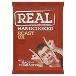 Real Crisps Hand Cooked Crunchy Potato Crisps, 24 Bags x 35g (24 Bags x 35g, Roast Ox)