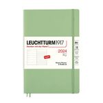 LEUCHTTURM1917 367816 Weekly Planner & Notebook Paperback (B6+) 2024, Softcover, Sage, English