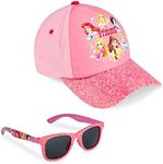 Disney Princess Baseball Cap & Kids Sunglasses, Girls Sun Hat & Sunglasses for Kids Summer Set Pink