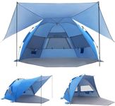 Easy Pop Up Beach Tent Canopy,UPF 50+ Beach Sun Shelter Lightweight,4-6 Person Instant Portable Camping Beach Tent Cabana Sun Shade with Carry Bag,Extended Zipper Porch for Beach Yard Camping,Blue