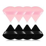 8Pcs of Triangular Powder Puff Makeup Sponges, Made of Super-soft Velvet, Designed for Contouring, Eye, and Corner, Beauty Blender Foundation Mixing Container.(Black&Pink)