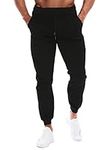 HOOD CREW Men’s Casual Joggers Sweatpants Pure Color Sports Track Pants with Drawstring Black XL