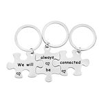 bobauna We Will Always Be Connected Puzzle Keychain Set Of 3 Long Distance Gift For Best Friends Sisters (we will always be connected)