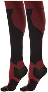 DARESAY Unisex Knee High Athletic Compression Socks Men Women 15-20 mmHg, Circulation and Recovery, Red-Black