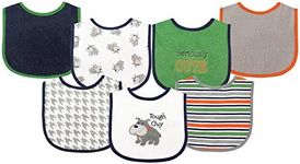 Luvable Friends Unisex Baby Cotton Terry Drooler Bibs with PEVA Back, Dog, One Size