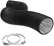 TerraBloom 8" Air Duct - 8 FT Long, Black Flexible Ducting with 2 Clamps, 4 Layer HVAC Ventilation Air Hose - Great For Grow Tents, Dryer Rooms, House Vent Register Lines