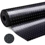 tonchean Rubber Matting Roll 5x1M Rubber Matting 3mm Thick Garage Floor Mat Coin Flooring Roll Heavy Duty Checker Plate Matting Waterproof Insulation Mat for Gym Shed Van Garage Workshop