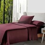 California Design Den Rayon from Bamboo Sheets Double Size Bed Luxury Sheets, 4 Piece Sheet Set, Cooling Sheets, Burgundy Sheets with Deep Pockets (Double, Burgundy)