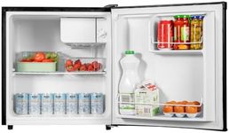 SIA AMZTT01BL Black Table Top Mini Fridge with Ice Box, 49L Drinks Beer Fridge, E Rated, Adjustable Thermostat, Ideal For Bedrooms, Caravans, Mobile Homes, 2 Years Parts and Labour Guarantee