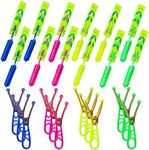 IGUOCY Slingshot Flying with LED Lights, Slingshot Amazing Arrow Helicopter Glow Sets, 12 LED Helicopters +12 Launchers,for Summer Outdoor, Dark Party Supplies 24PCS