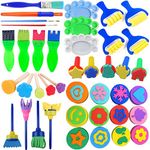 Kids Painting Tool Kit,36 PCS Kids Art & Craft Early Learning Painting,Watercolor Paint Brushes Sponge Brushes, Non Toxic Children Finger Painting Drawing Tools