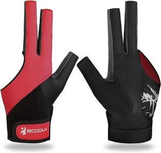 YFY Billiard Pool Gloves for Left Hand 3 Finger, Splicing Process, Snooker Cue Sport Glove Popular Sizes for Men & Women (Red, L