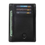 ALLEN & MATE Leather Card Holder Slim Wallet, RFID Blocking Minimalist Wallet Credit Card Holder, Holds Cards and Bank Notes (Black Edition)