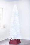 Christmas Tree World | The White Pencil Christmas Tree 8ft Pre-lit with 550 Bright White LED Lights | Bushy and Luxury Quality PVC Tips | Easy to Assemble and Take Down