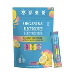 Organika Electrolytes Powder- Pink Lemonade Sachets- On the Go Hydration and Electrolyte Replenishment 3.5g x 20ct