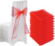 10pcs Organza Chair Bows for Chair, 22x280cm Organza Sashes Red Wider Sash Fuller Bows Cover Bows Sash for Wedding Decorations Birthday Party Decorations Chair Decorations (Red)